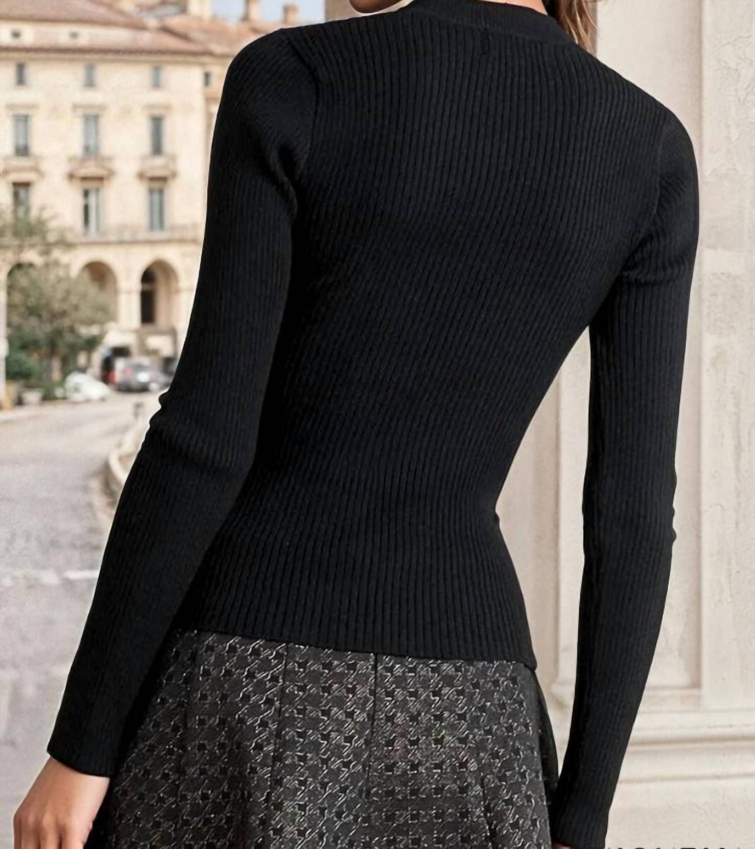 Flying Tomato - Claire Long Sleeve Ribbed Knit Top