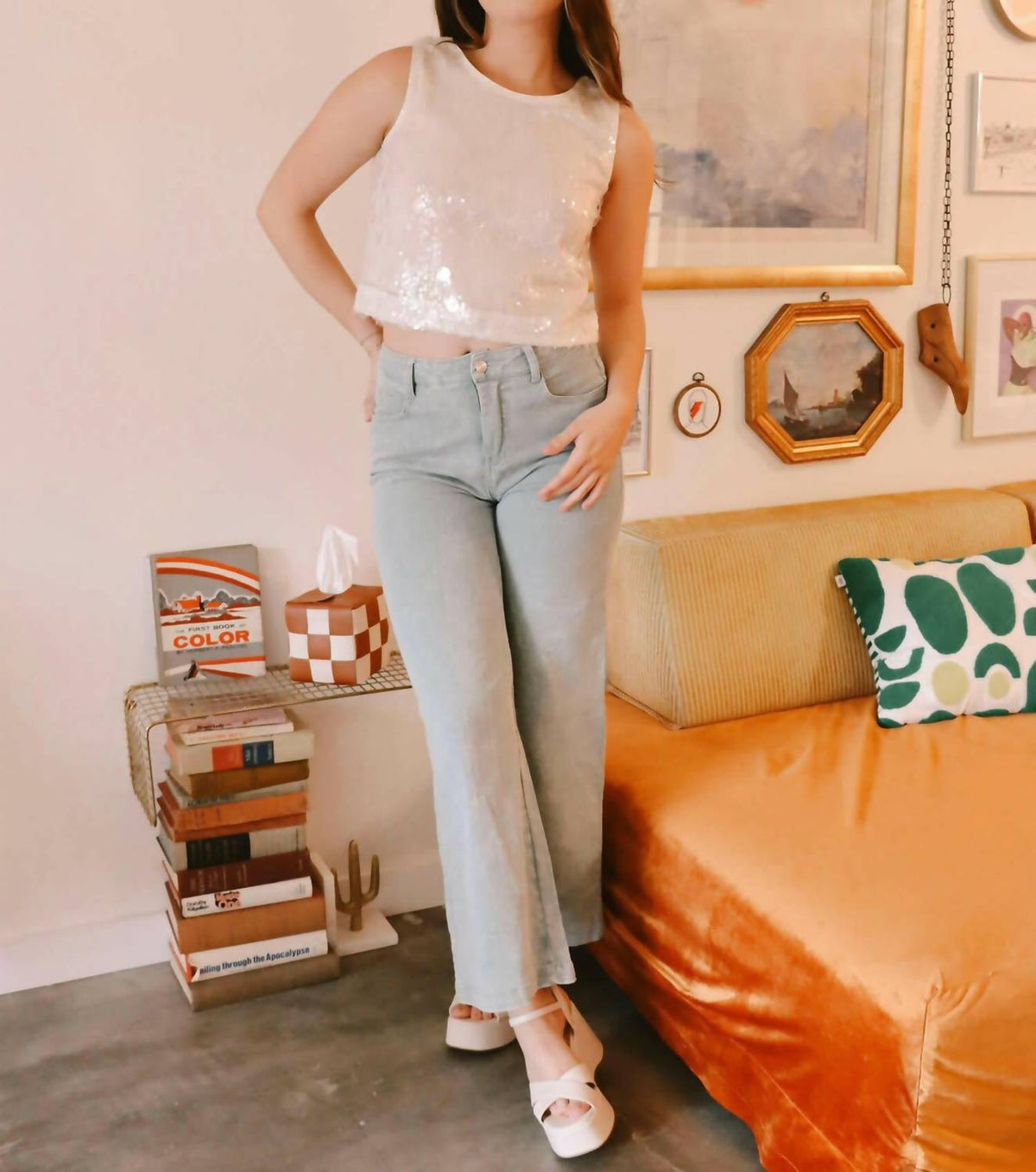 2.7 August Apparel - Finding Seashells Sequin Top