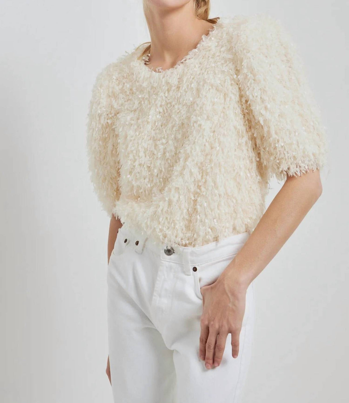 2.7 August Apparel - Fuzzy Feather Top