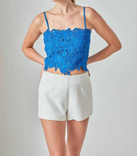 2.7 August Apparel - Lace Crop Fitted Top