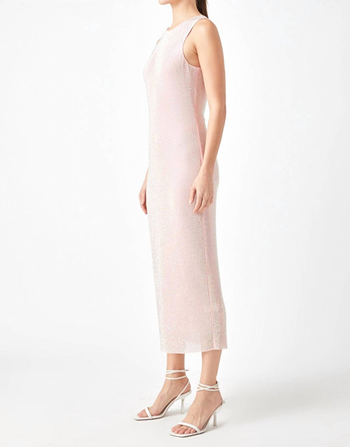 2.7 August Apparel - Rhinestone Mesh Midi Dress