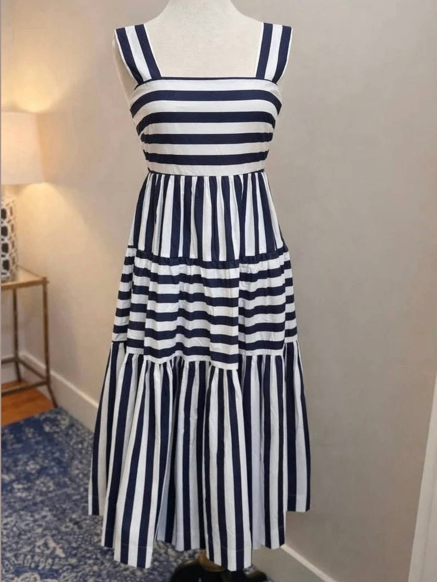 Pinch - Women's Stripe Tiered Midi Dress