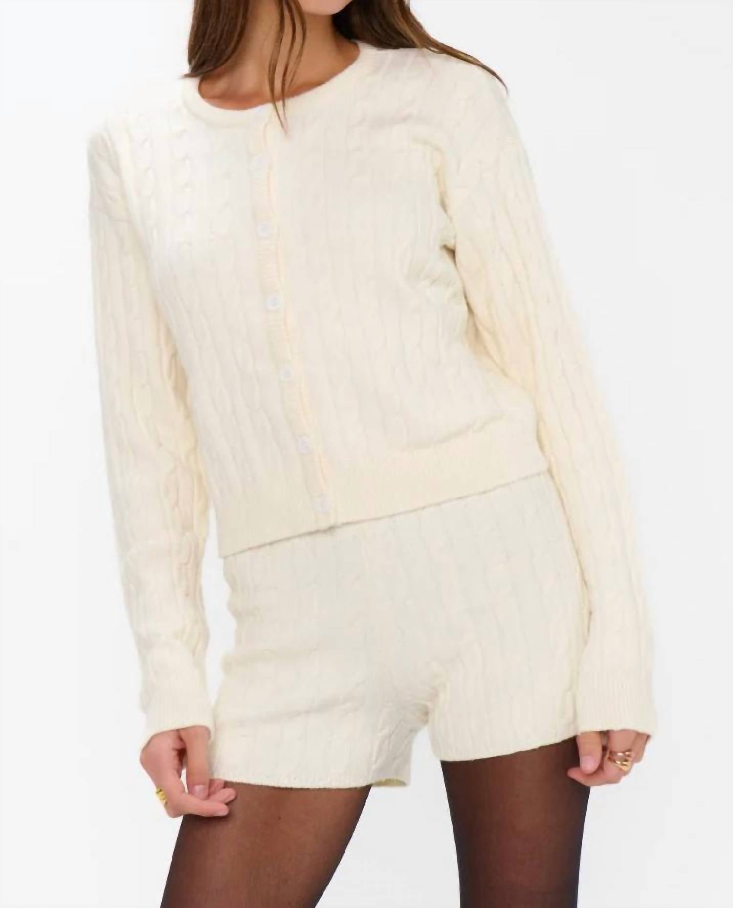 Show Me Your Mumu Throw On Cardigan in snow cable knit - women's cardigan - detail view