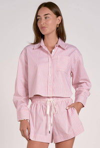 Elan - Charlotte Button Down Crop Shirt