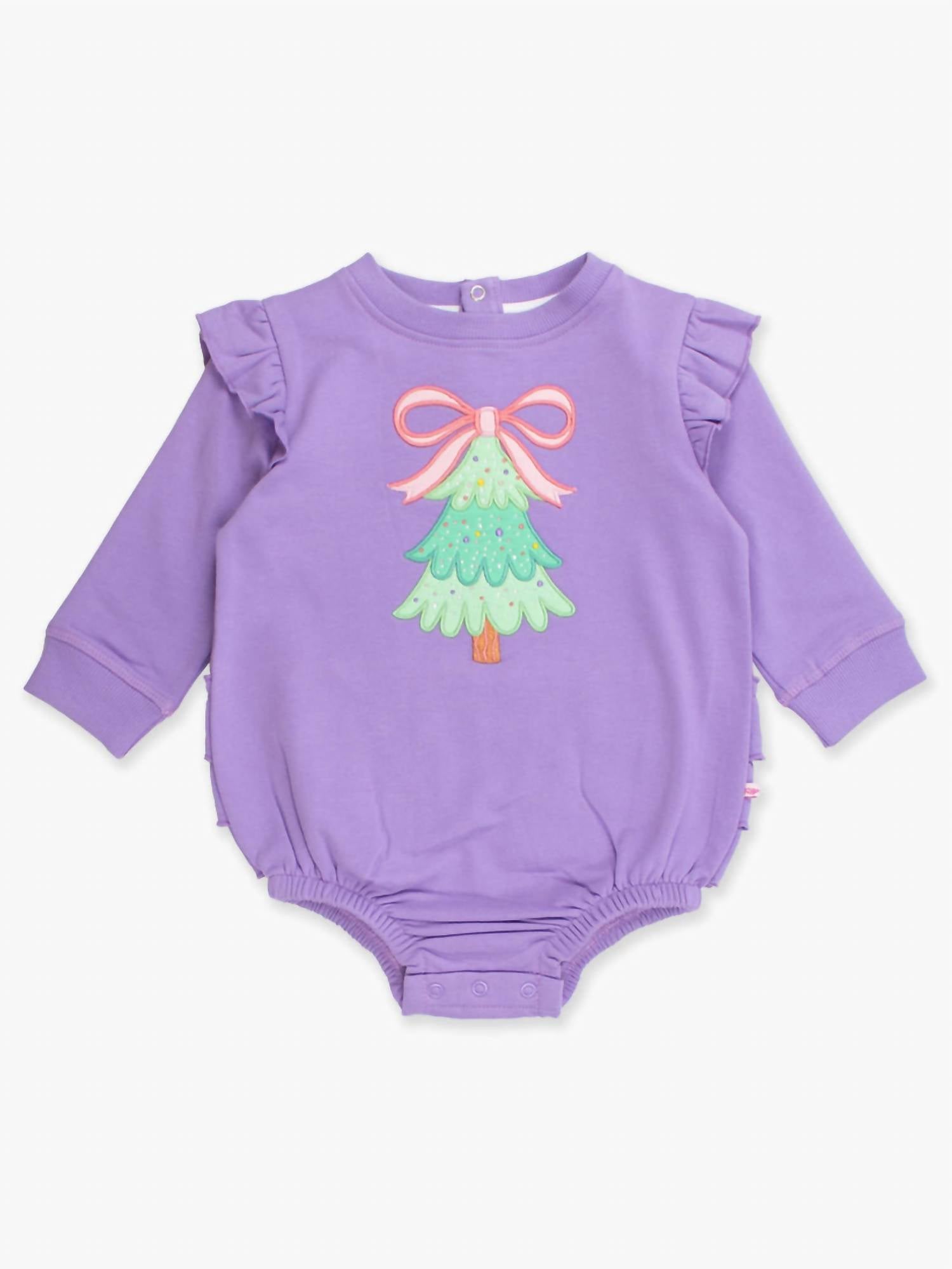 Rufflebutts - Twinkling Tree Bow Bubble Romper