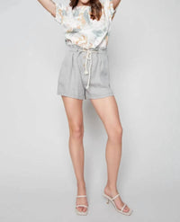 CHARLIE B Linen Short With Rope Tie in basil - women's shorts - view 5