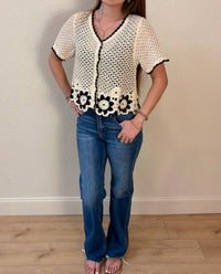 New In - Amelia Short Sleeve Crochet Cardigan
