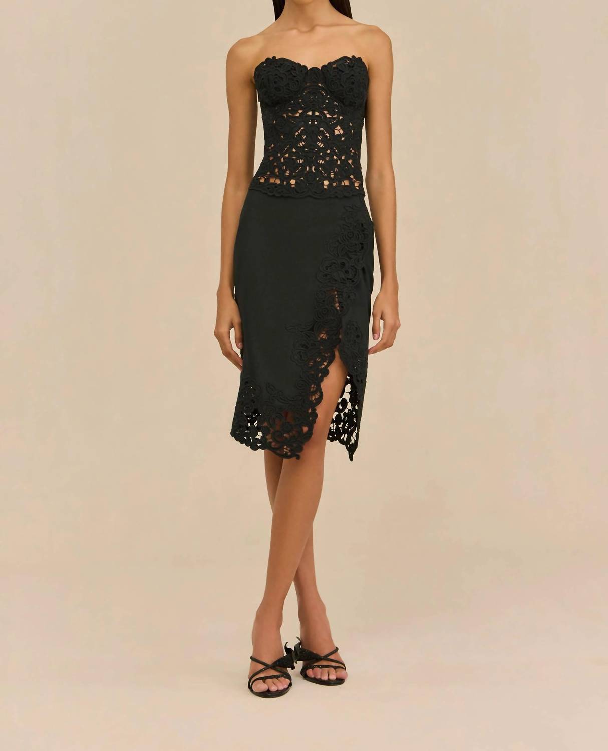 cult gaia Shaya Knee Length Skirt in black - women's skirt - view 4