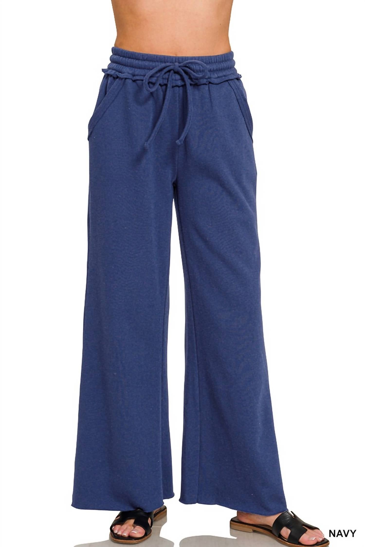 Zenana - Women's Fleece Exposed Sweatpants