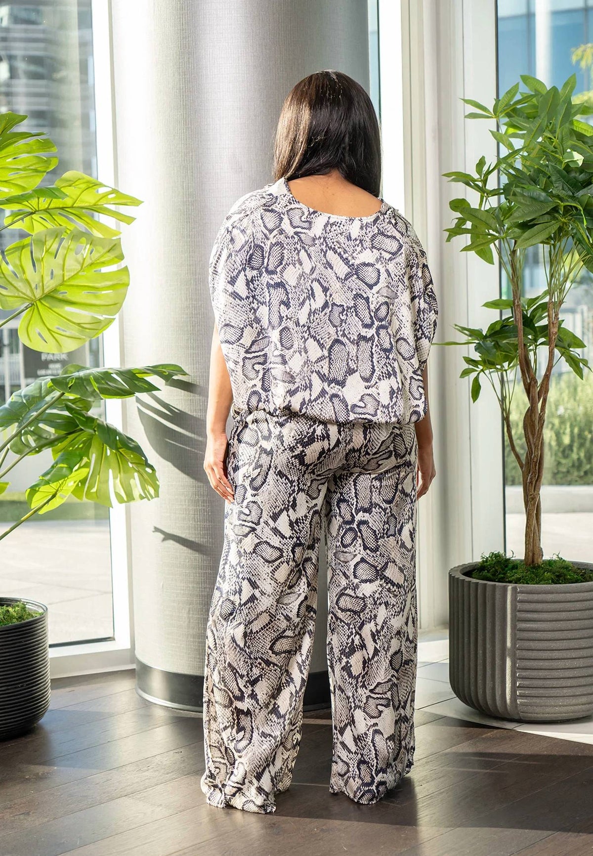 Tyche - Snake Satin Palazzo Pants