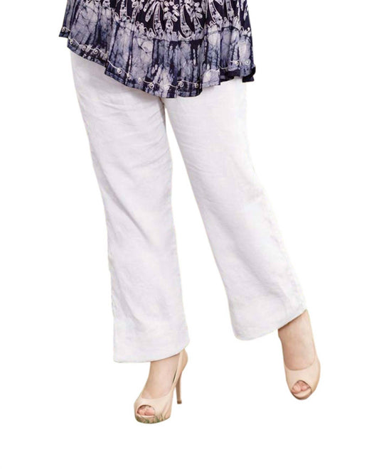 On The Plus Side - Wide Leg Linen Pants - Plus