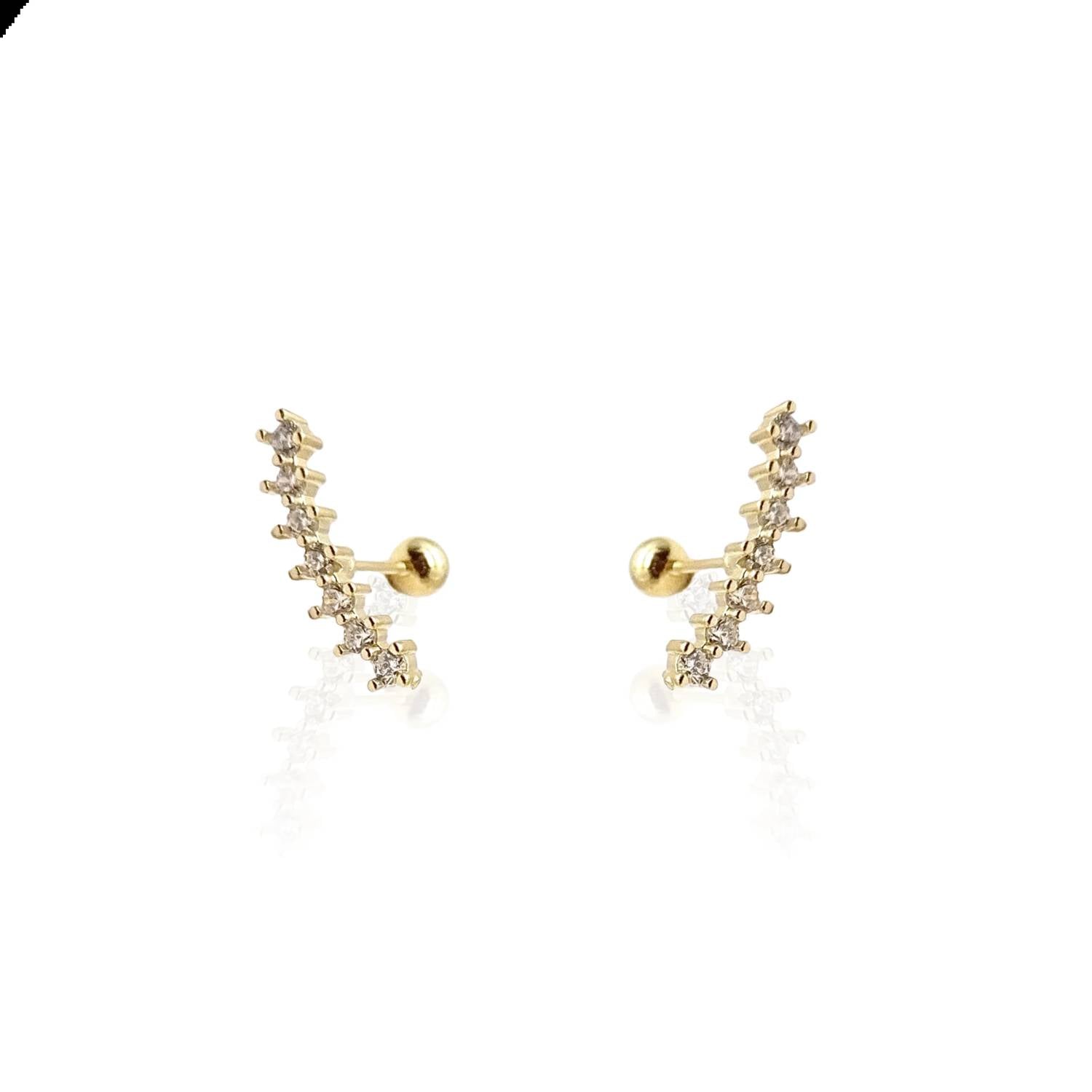 Kikichic - Women's Curve Cubic Zirconia Diamond Screw Back Earrings