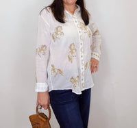 Johnny Was Women's Oversized Shirt in white - women's blouse
