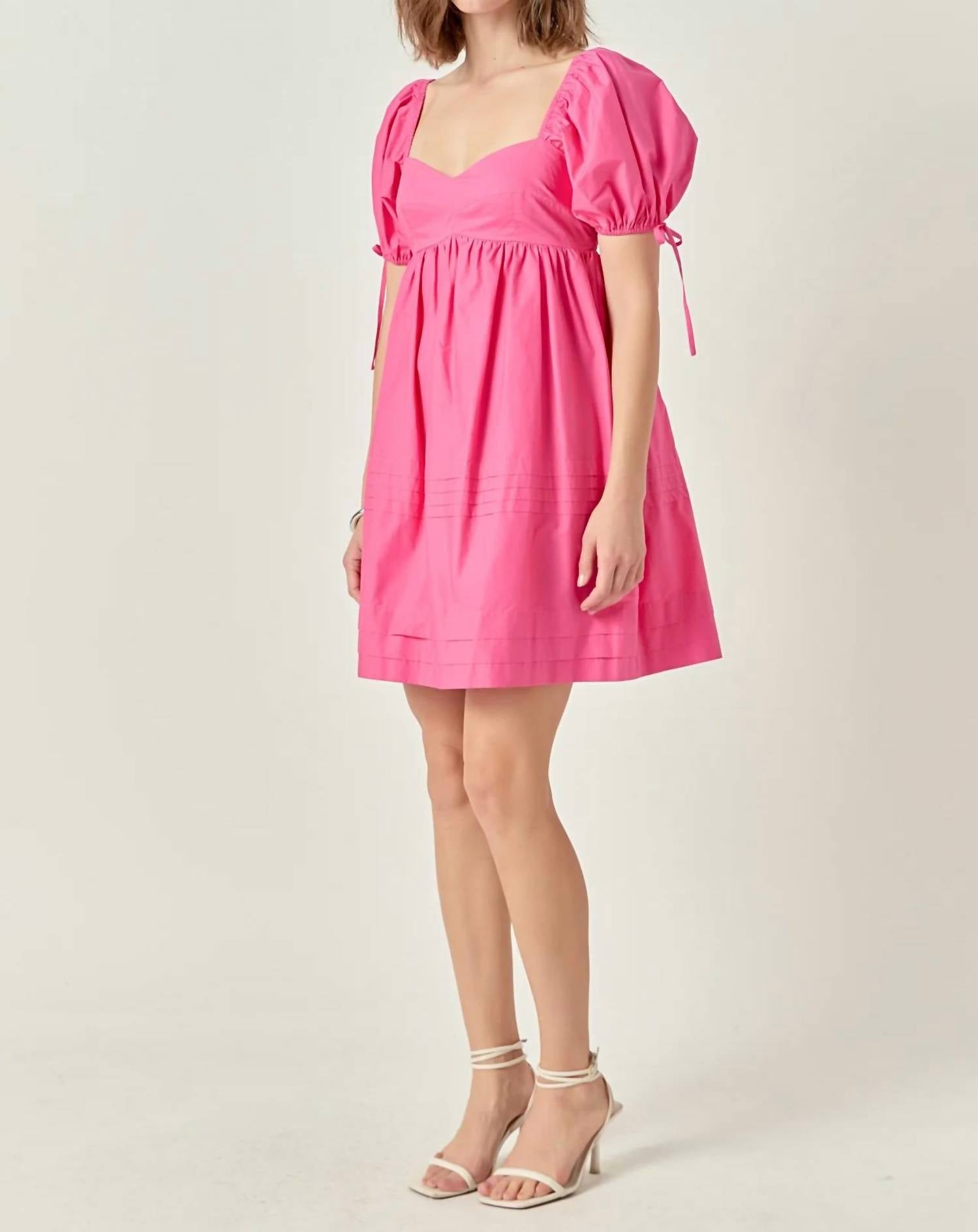 English Factory - Pleat Detail Puff Sleeve Dress