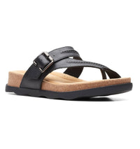 Clarks Women's Brynn Madi Flat Sandal in black leather - women's sandal