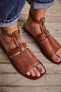 Free People Women's Long Weekend Sandal in tan - women's sandal - detail view