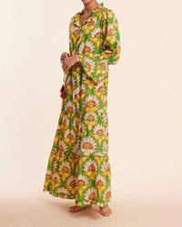 MODAPOSA Alcee Floral Lilly Fall Resort Maxi Dress in green white - women's dress - alternate view