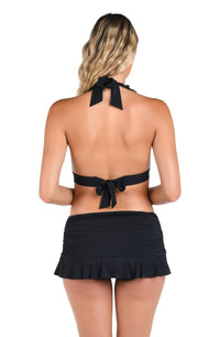 La Blanca Island Goddess Asymmetrical Ruffle Skirted Swimsuit Bottom in black - women's swimwear - view 4
