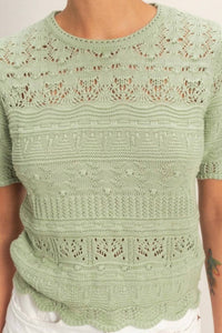 Double Zero - Sophia Pointelle Knit Short Sleeve Top