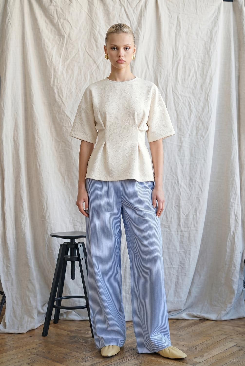 Heyson - Textured Jacquard Peplum Blouse
