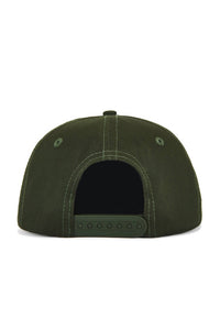 Museum of Peace & Quiet Unisex - Varsity 5-panel Hat in forest green - men's hat - detail view