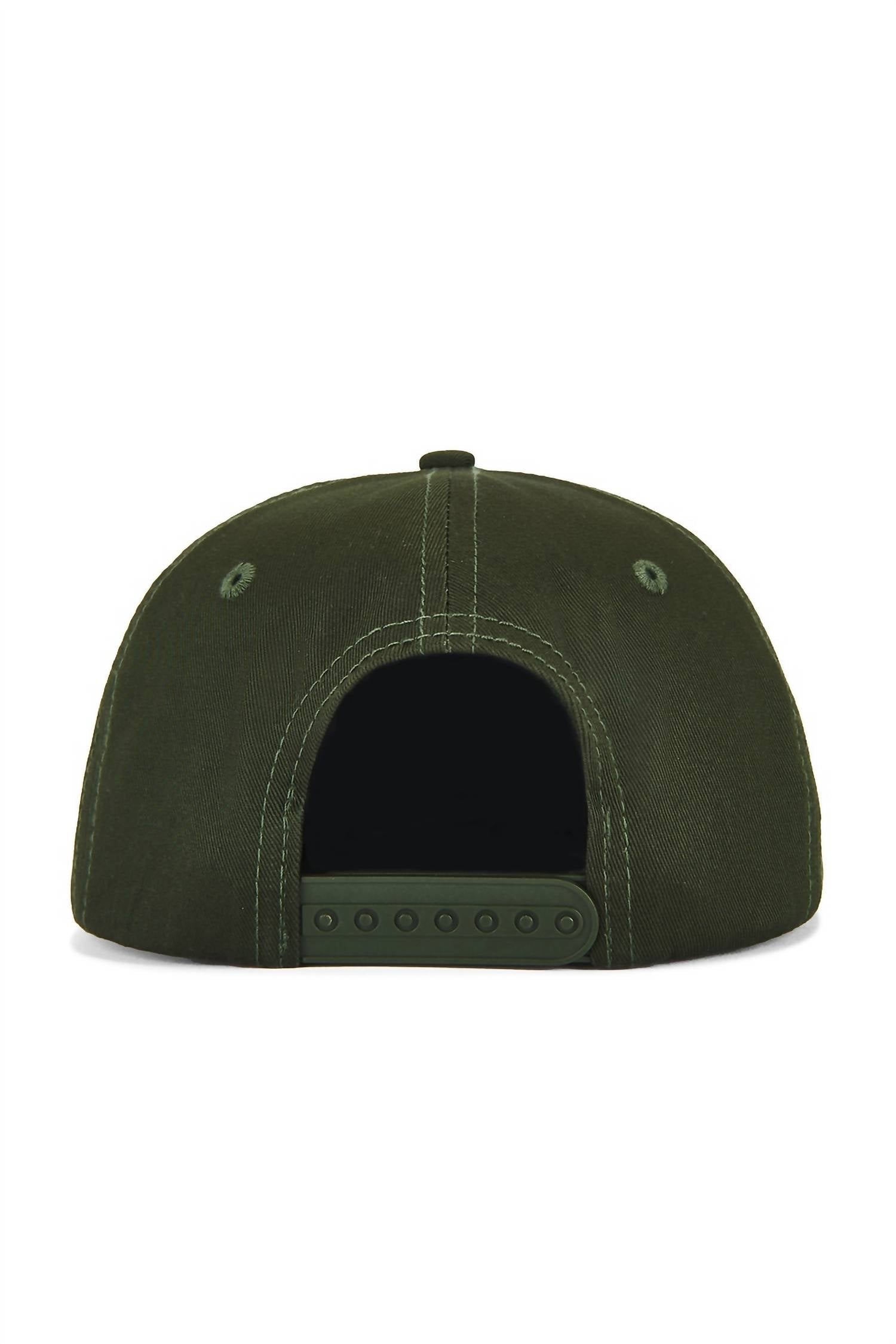 Museum of Peace & Quiet Unisex - Varsity 5-panel Hat in forest green - men's hat - detail view