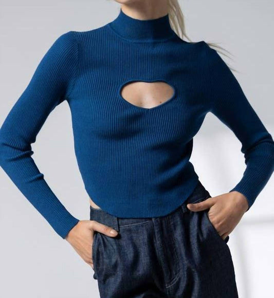 Papermoon - Heart Cutout Mock Neck Top