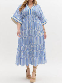 Entro - Abstract V-neck Maxi Dress