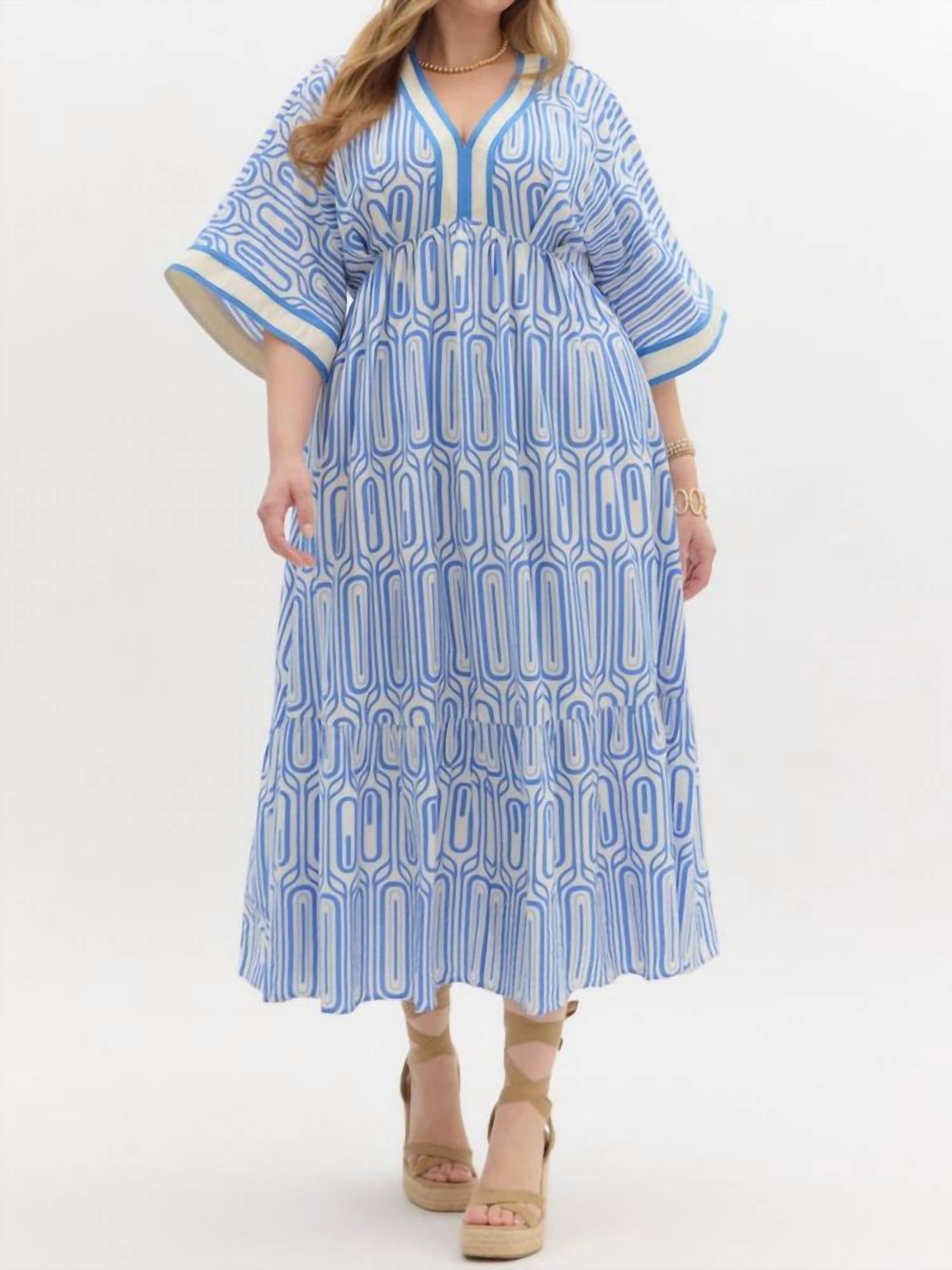 Entro - Abstract V-neck Maxi Dress