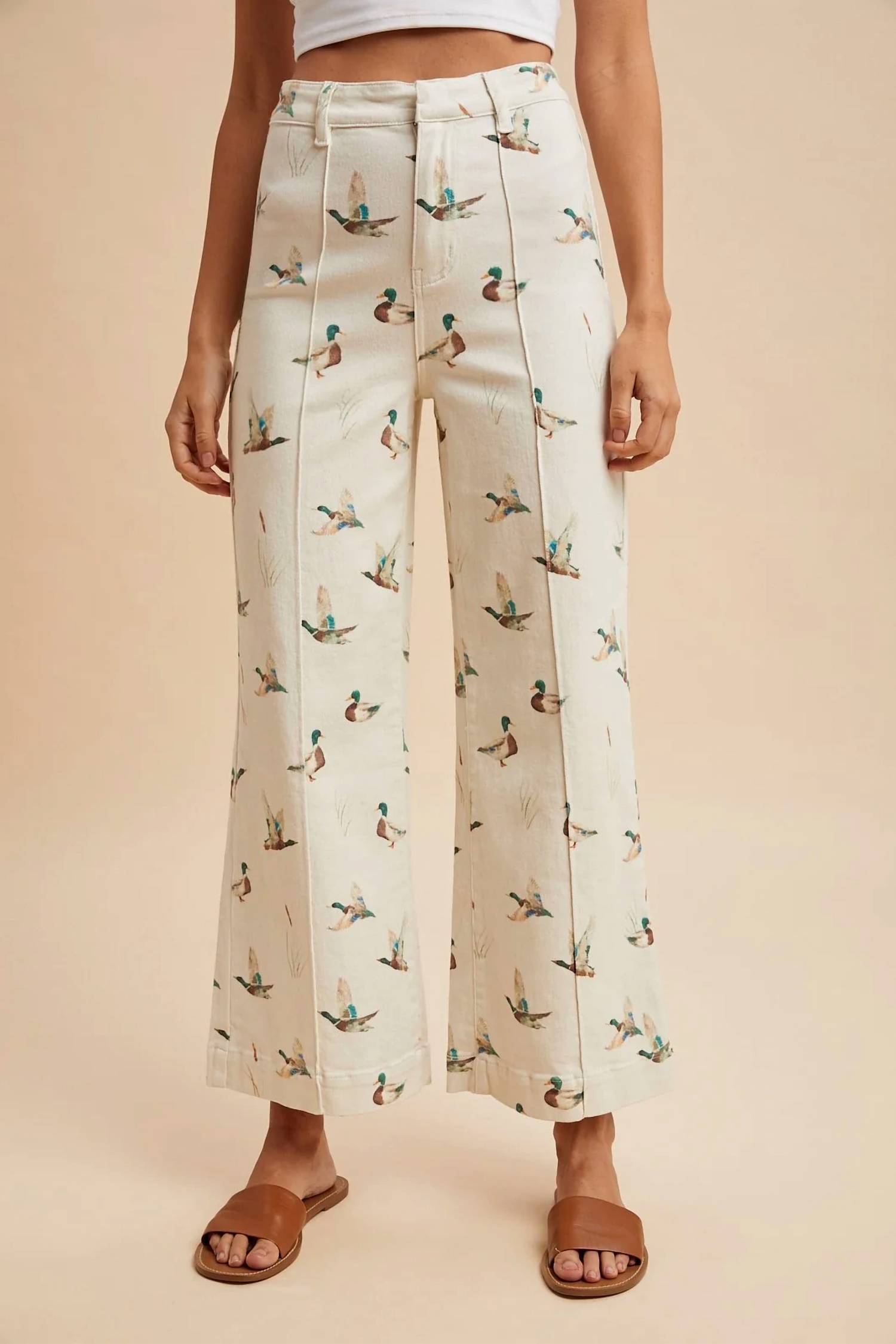 Anniewear - Daisy Duck Mallard Printed Wide Leg Jeans