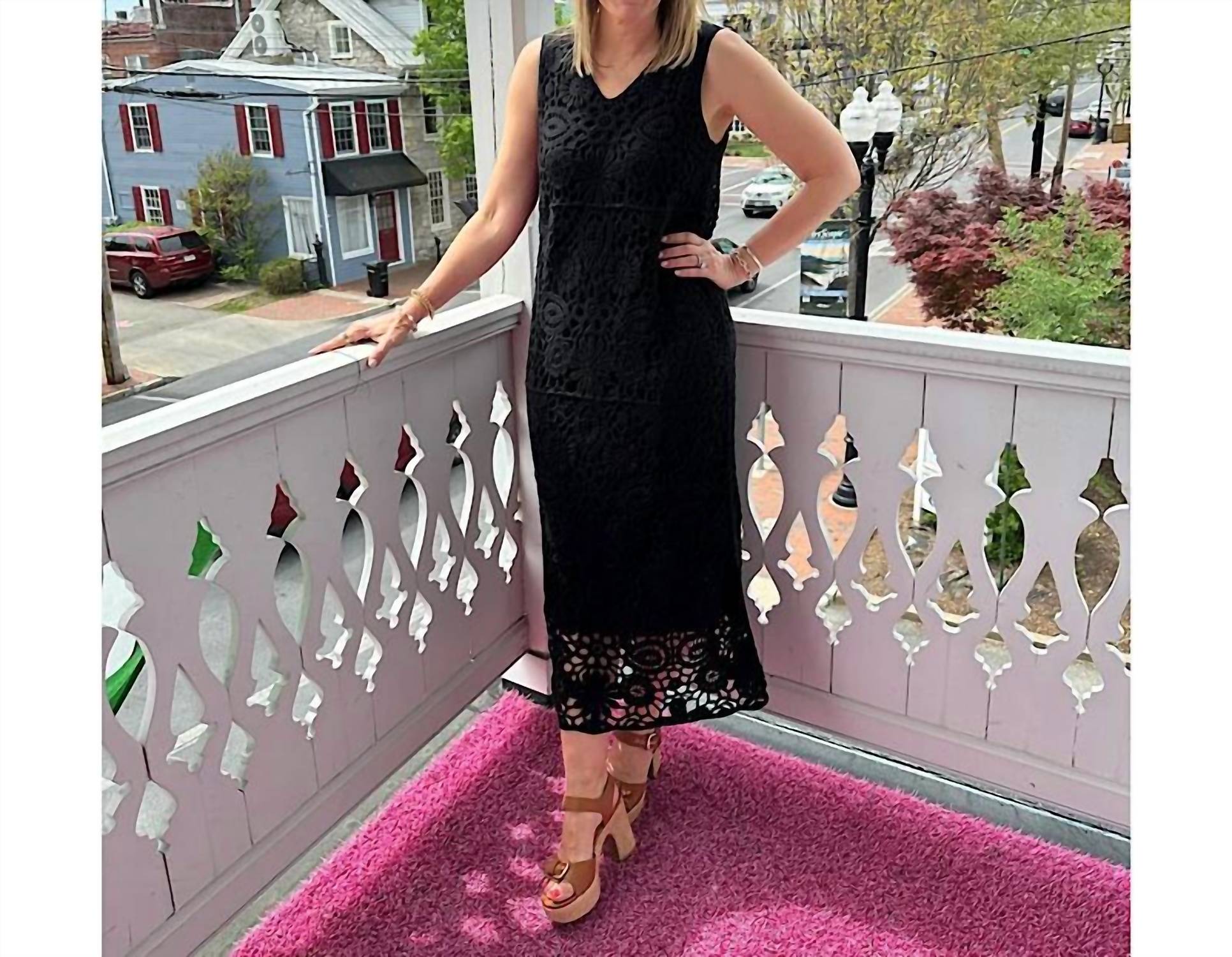 Charlie B - Women's Sleeveless Lined Crochet Maxi Dress