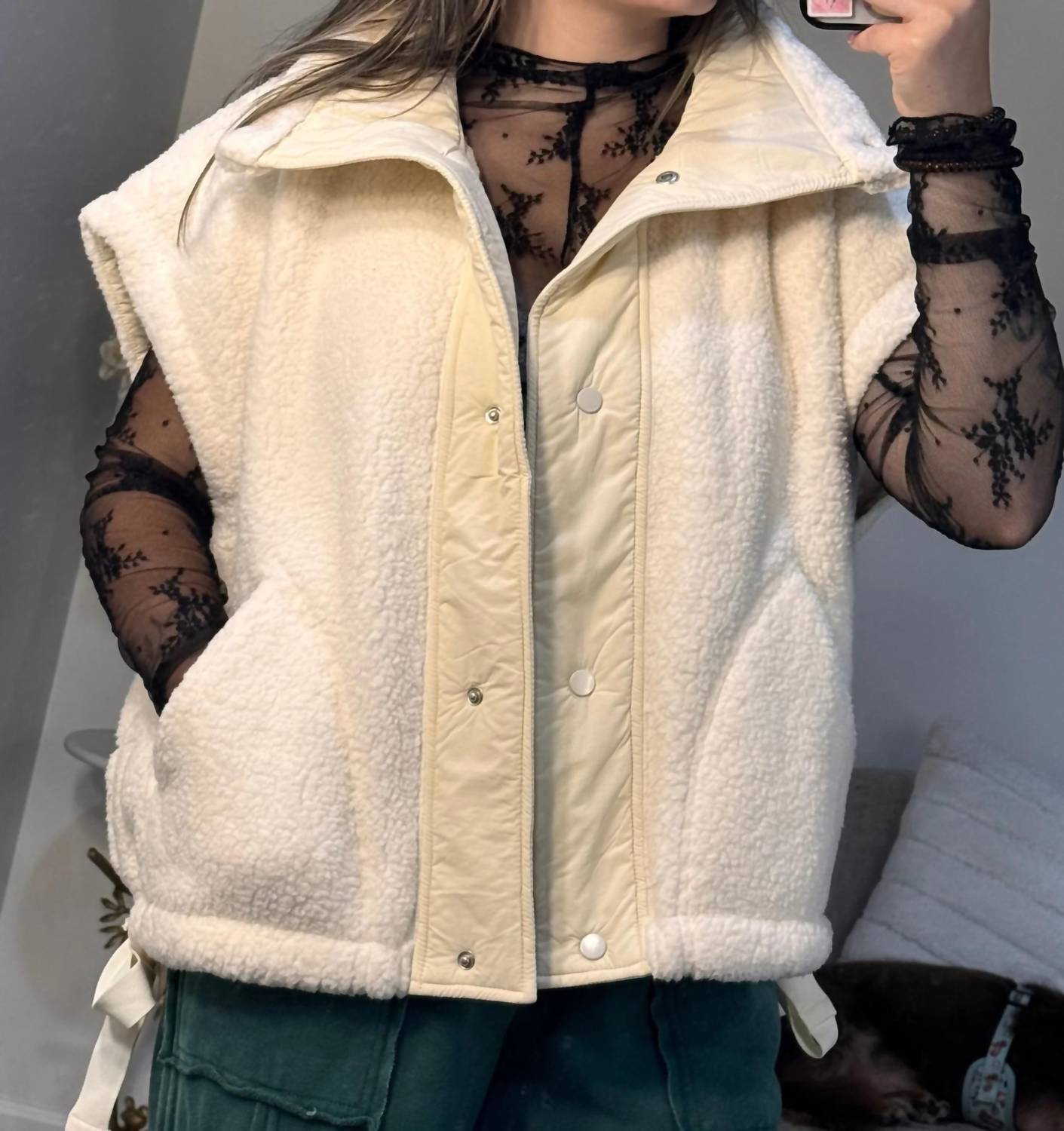 Star Drop - Shawn Oversized Sherpa Vest with Side Ties