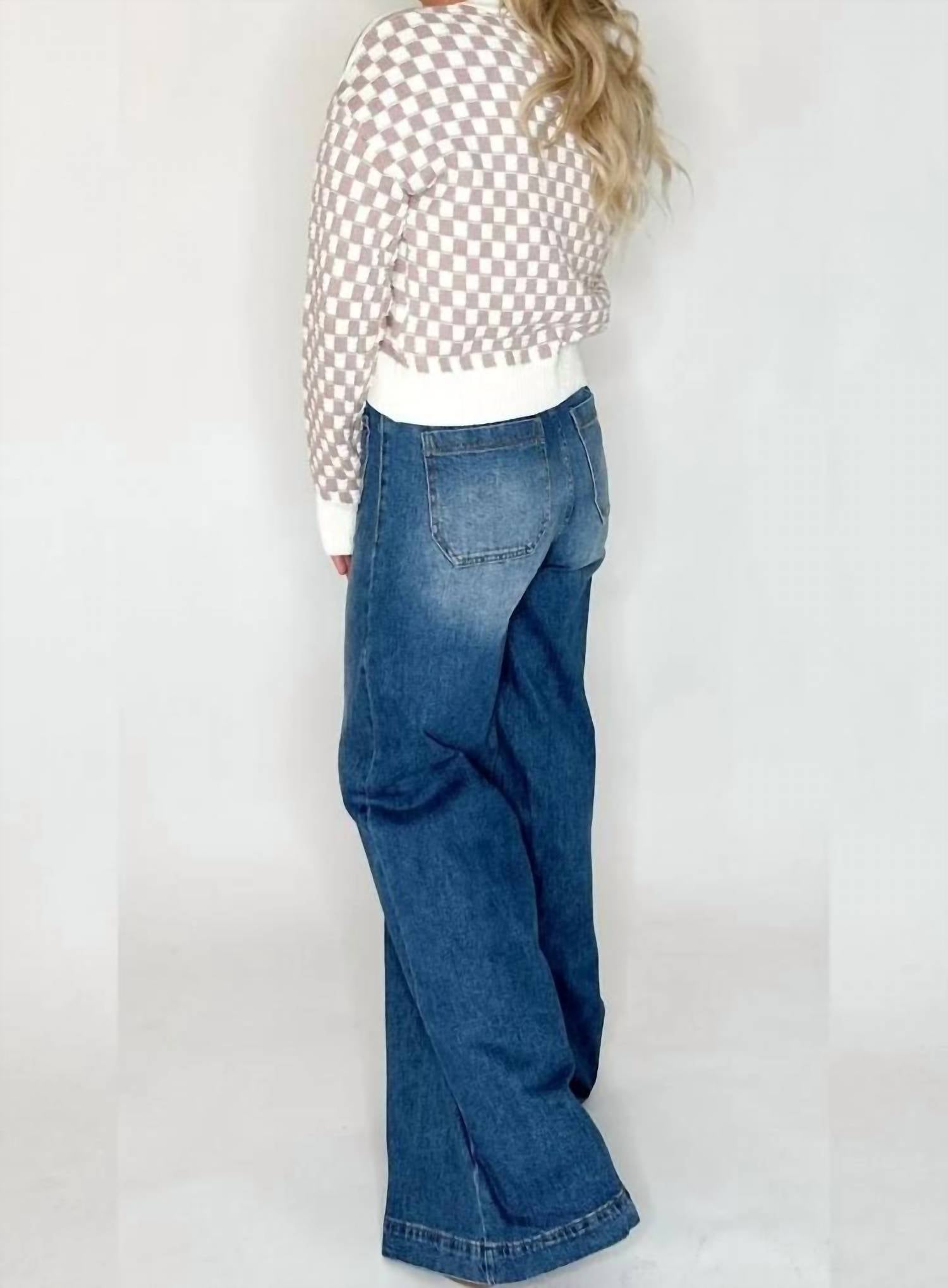 Hem & Thread - Stripe And Checker Mixed Crop Sweater Cardigan