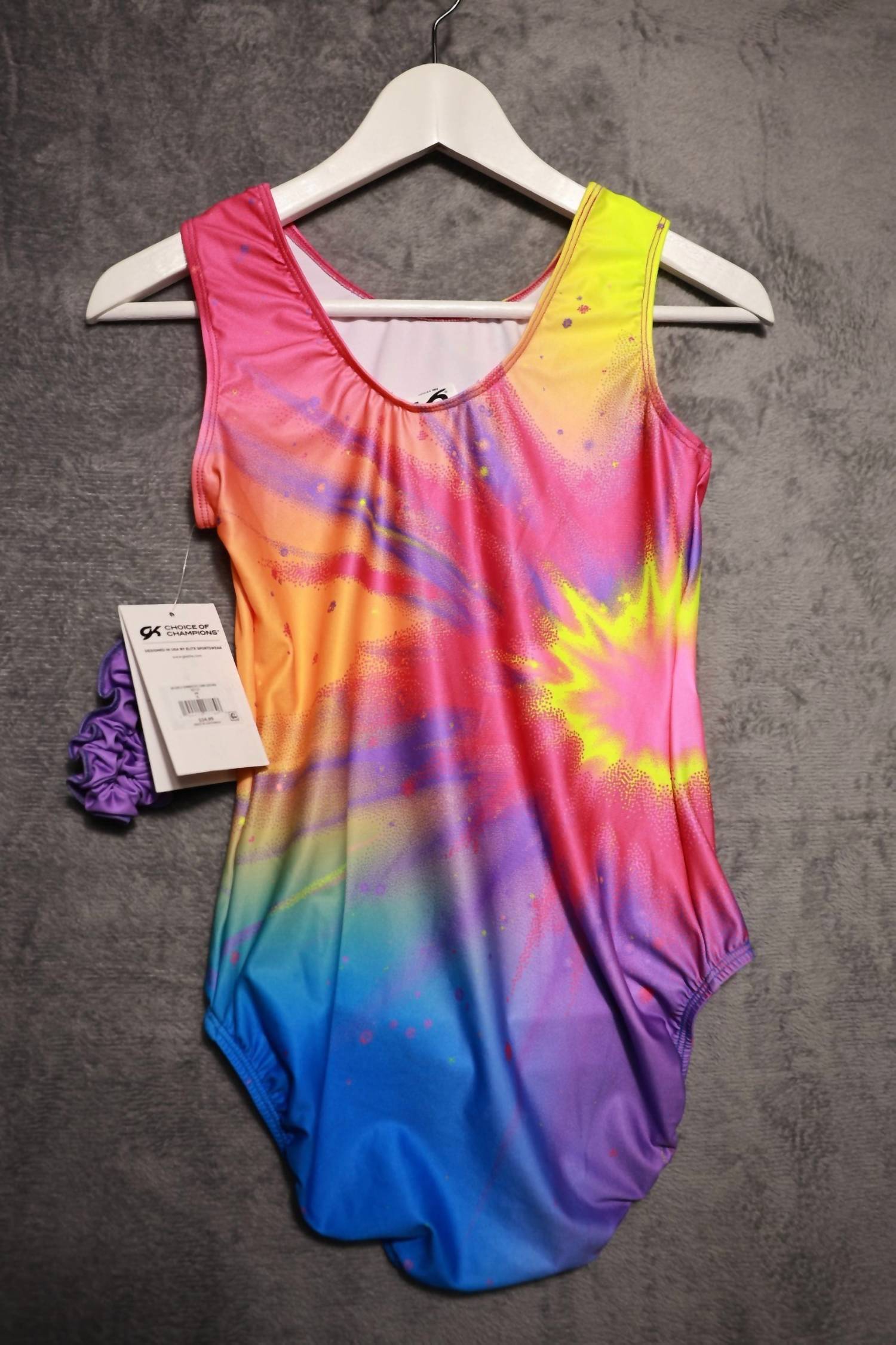 GK Elite Women's Choice Of Champions Gymnastics Cl Elite Leotard With Scrunnci in pink blue - women's swimwear - detail view