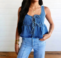 Faire - Women's Ruffled Hem Tie-front Tank Top
