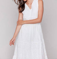 Charlie B - Long Sleeveless Cotton Eyelet Dress