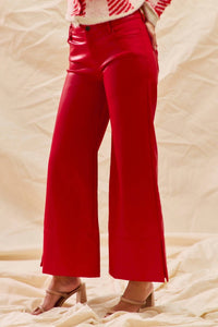 So Me - Regina Mid Rise Wide Faux Leather Pants