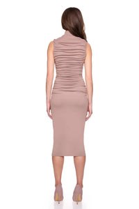 Susana Monaco - Gathered Mock Neck Sleeveless Midi Dress