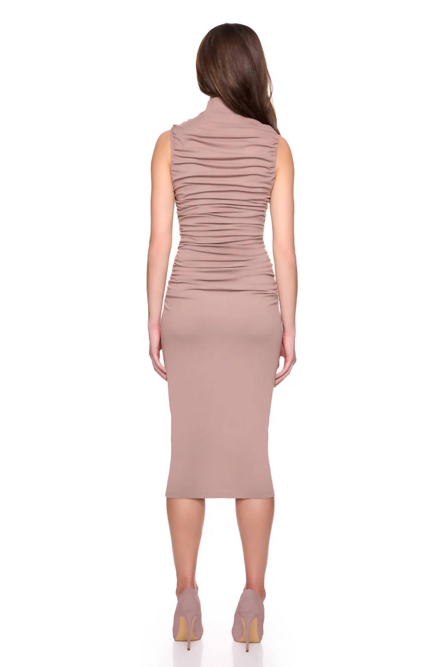 Susana Monaco - Gathered Mock Neck Sleeveless Midi Dress