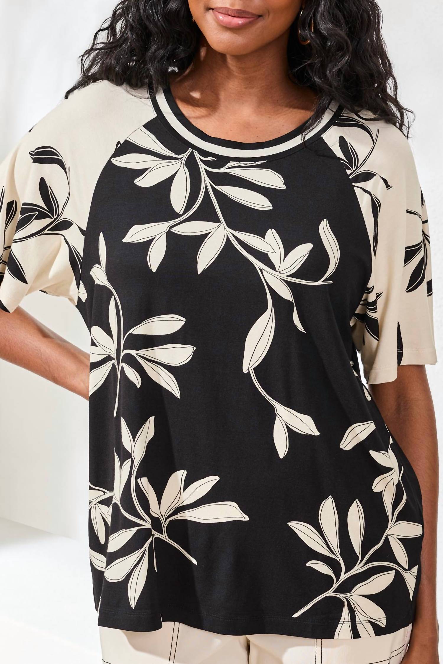 TRIBAL Short Sleeve Floral Shirt in onxy - women's blouse - view 4