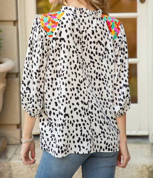 Voy - Just Perfect Half Sleeve Dotted Top