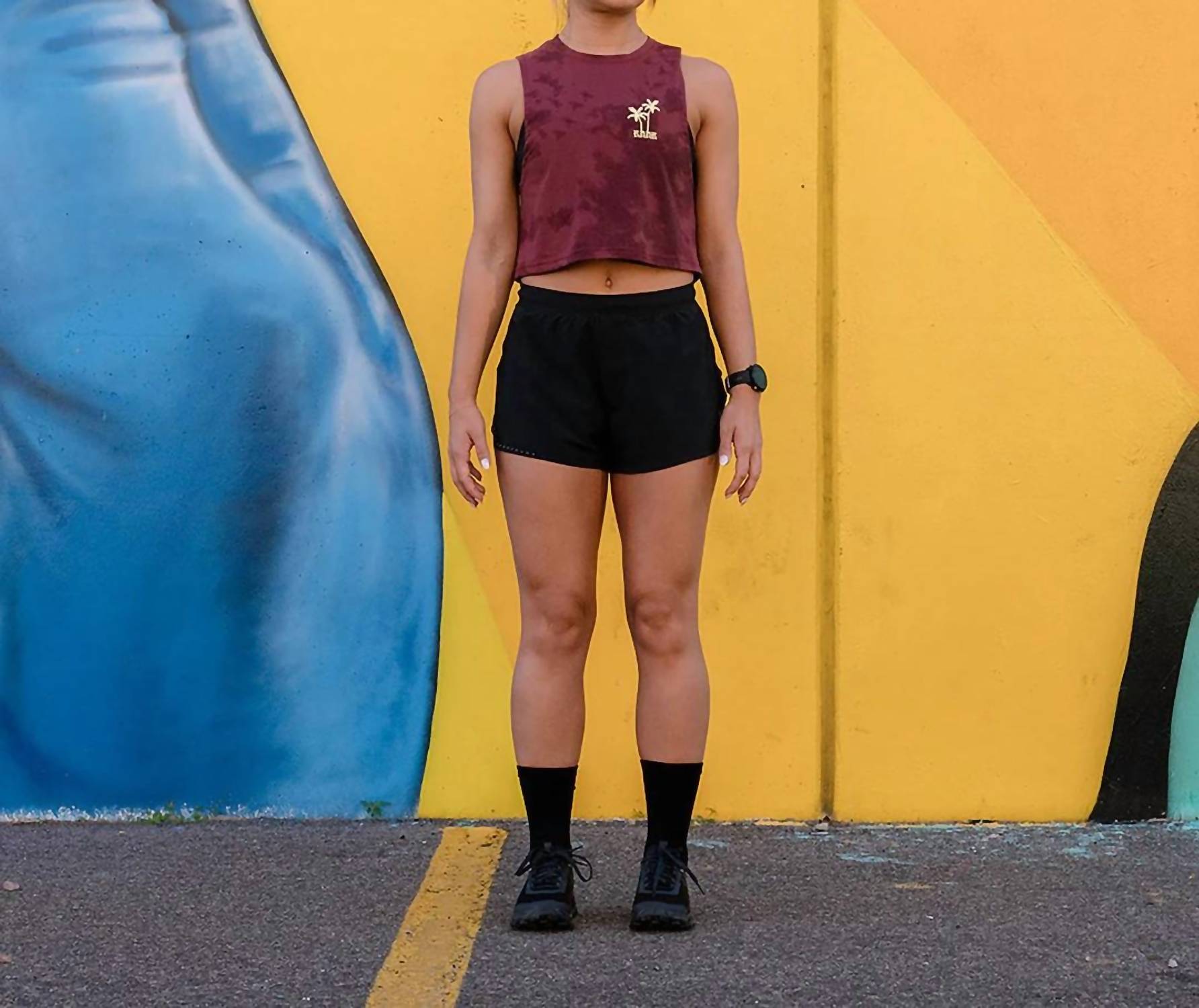 rnnr Muscle Tank in ruby wine - women's tank top - detail view