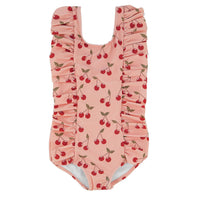 Emerson And Friends - Girl's Very Cherry Ruffle Front One Piece Swimsuit