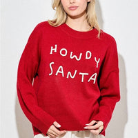 Baevely by Wellmade Women's Howdy Santa Sweater in red - women's sweater