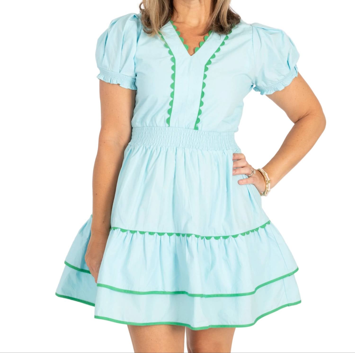Garland Bags Lindsay Dress in solid blue - women's dress
