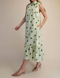 Glam - Ruffle Tie Neck Sleeveless Midi Dress
