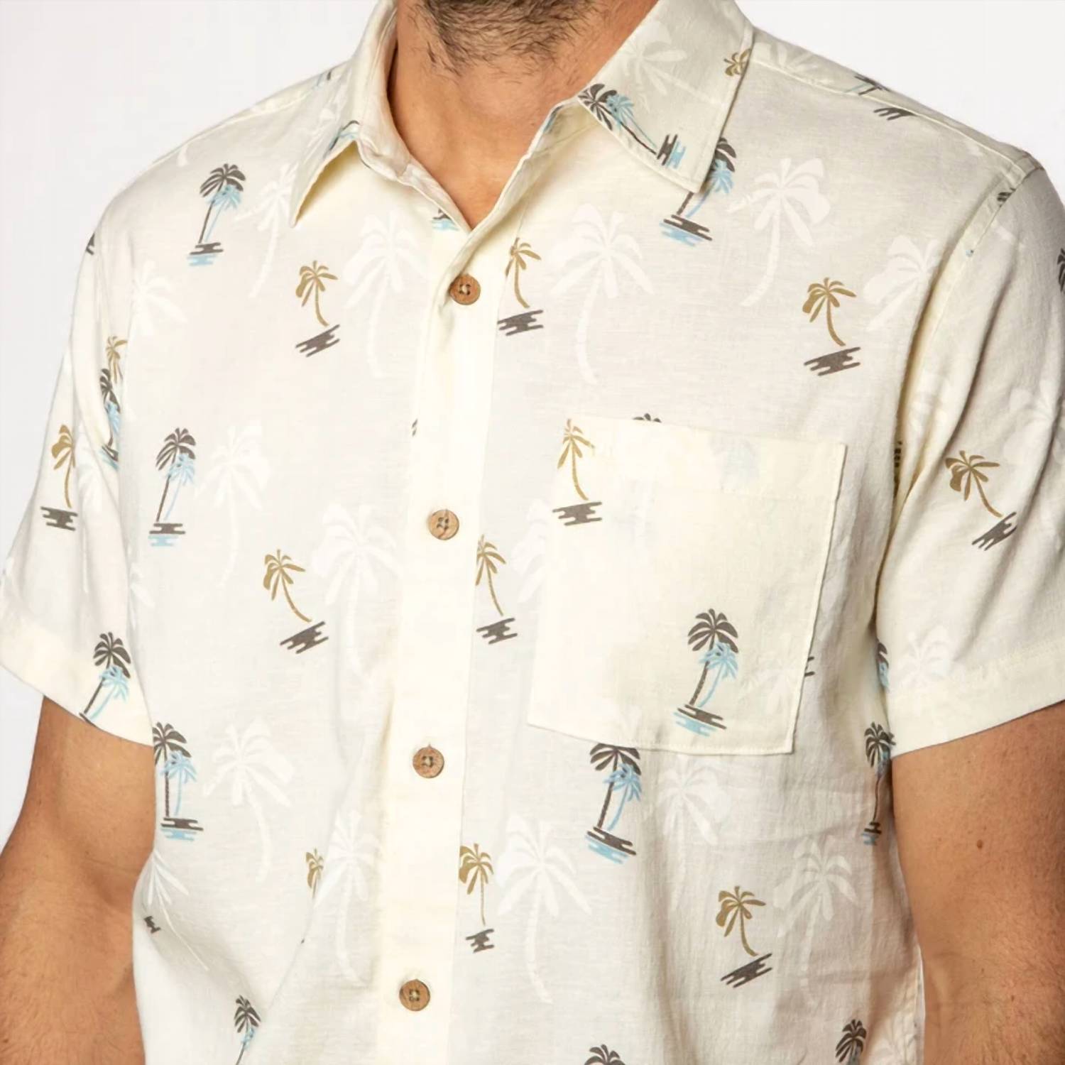 Flomotion - Men's Retro Palms Hemp Linen Woven Shirt
