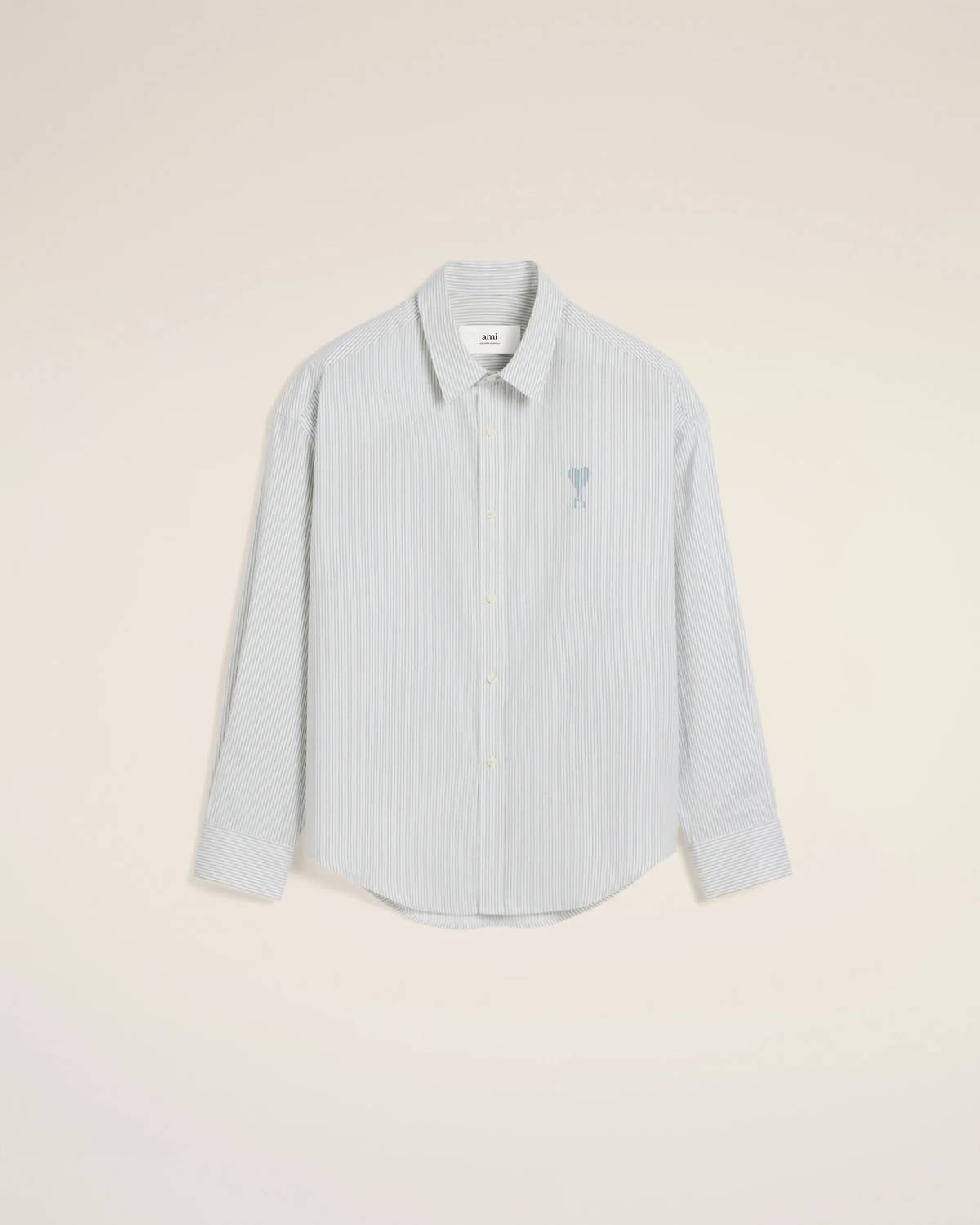 Ami Paris Boxy Fit Shirt in white blue - men's shirt - view 5
