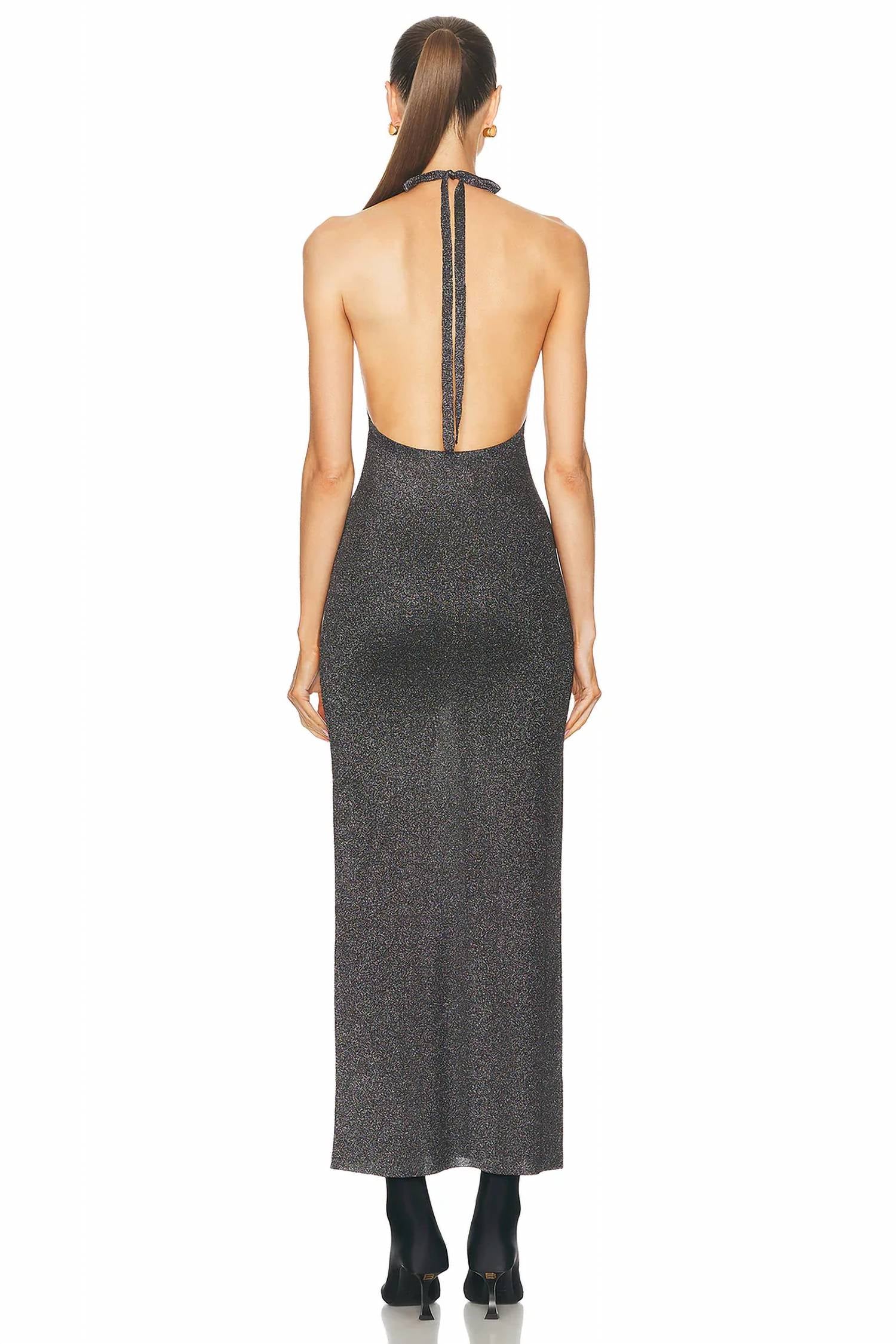 Balenciaga - Pre-loved Lurex Metallic Halter Maxi Dress