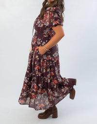 Thml - Printed Puff Sleeve Tiered Maxi Dress